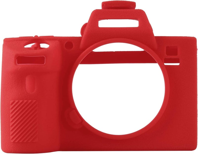 Easy Hood Camera Case for Sony Alpha a7III a7 III a7R III a7RIII ILCE-7RM3 a73 a7R3 a7R Mark III Soft Silicone Rubber Protective Body Housing Case Skin Camera Protector Cover (Red)